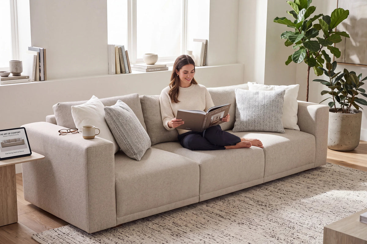 Bella Sofa - Fabric Beige lifestyle