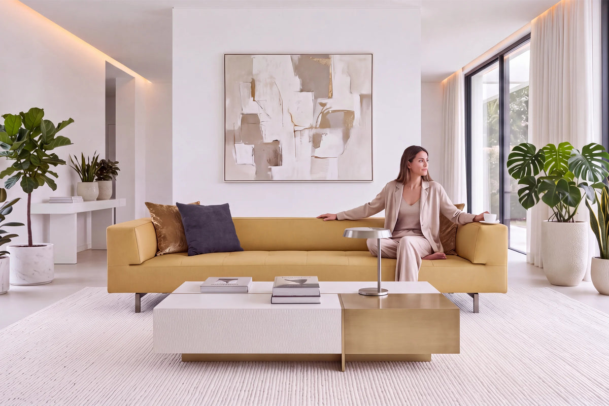 Sofa Cilantro - Leather Mustard lifestyle