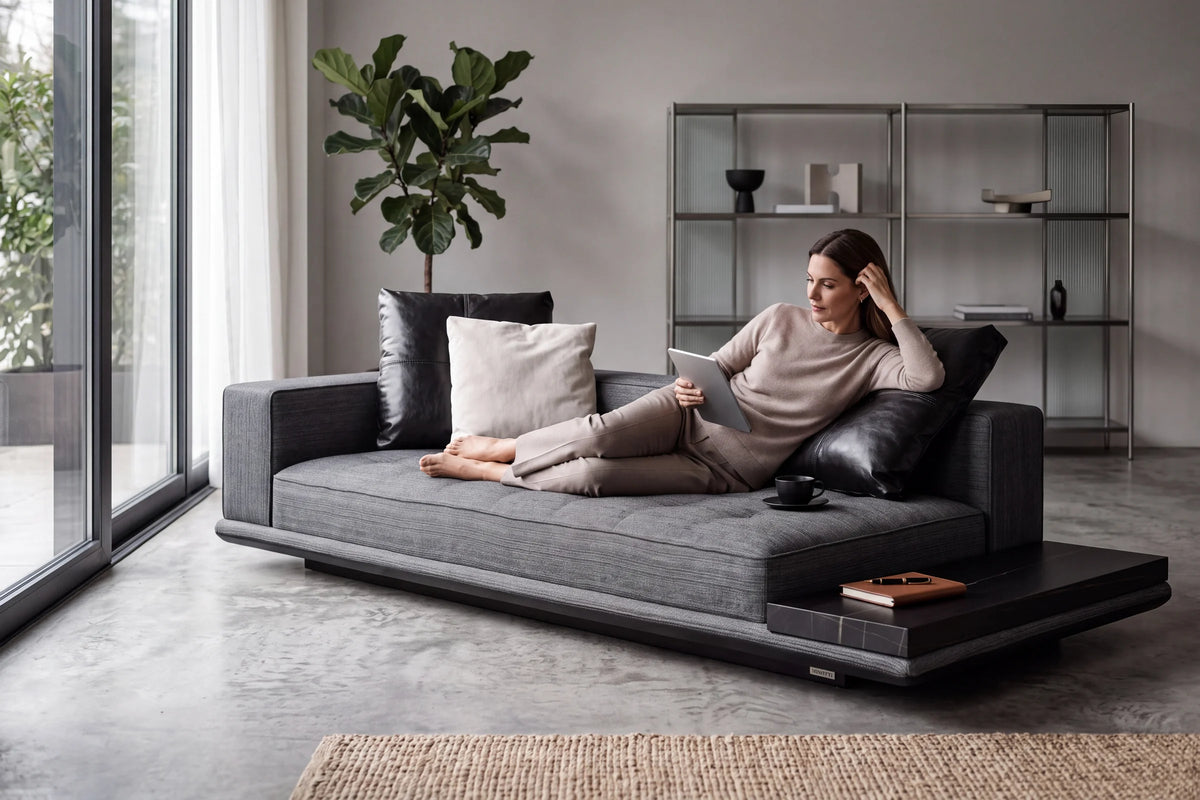 Sofa Roudini - Chaise, Fabric Grey lifestyle