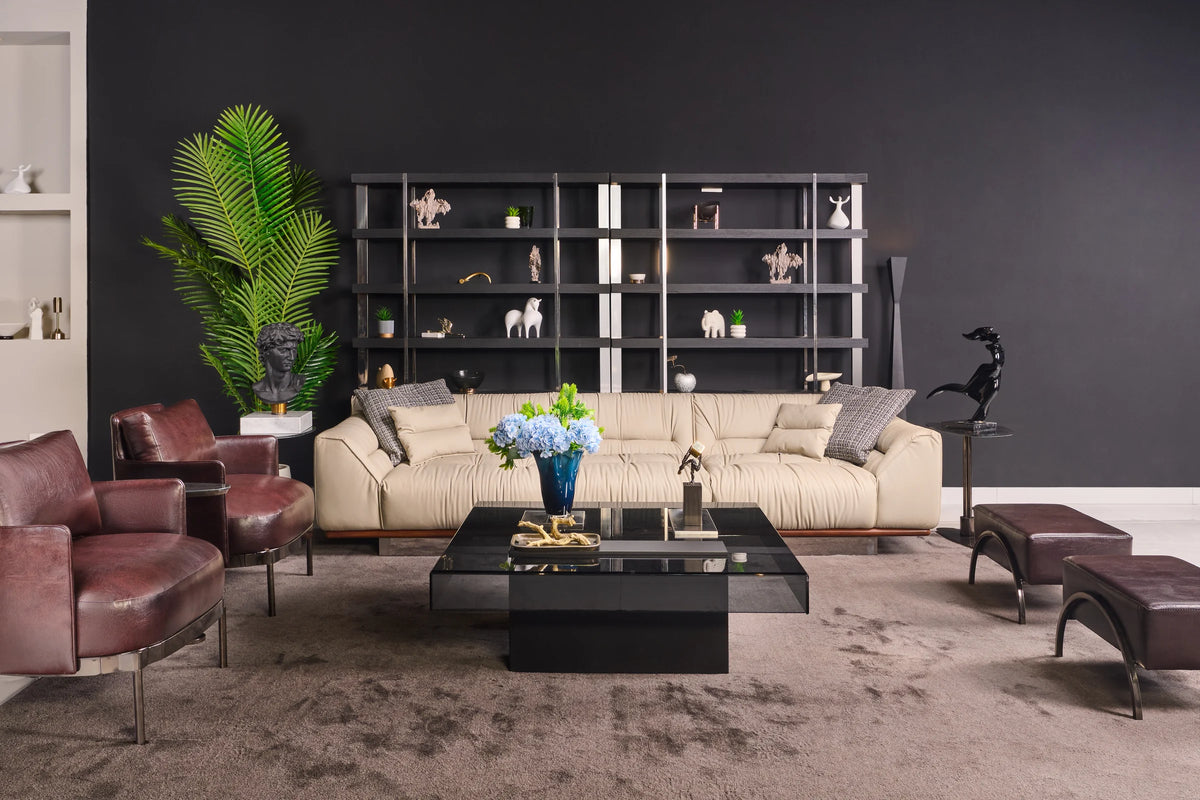 Sofa Totti - Leather Off-white lifestyle