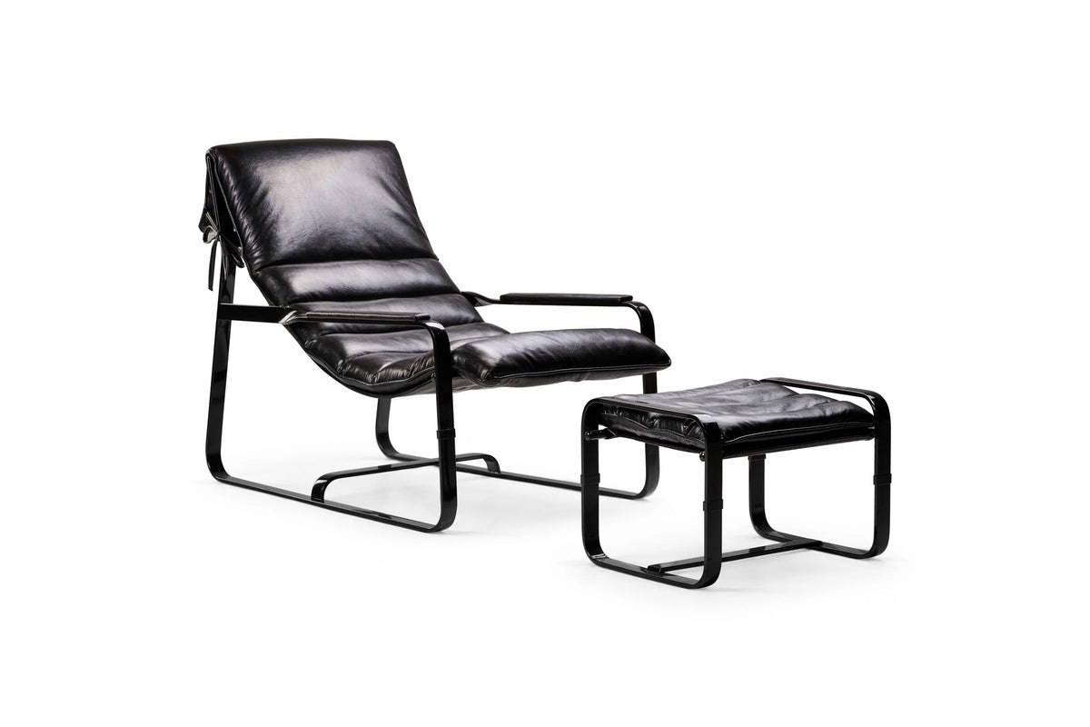 Armchair Snow - Leather Black