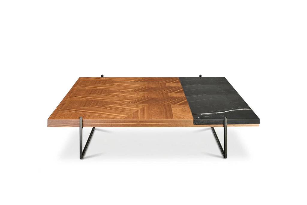 Flat Coffee Table - walnut and black marble